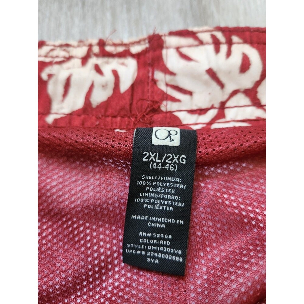 OP Red Hawaiian Floral Board Shorts Men’s 2XL Red White Swim Trunks Surf Beach - Picture 4 of 9